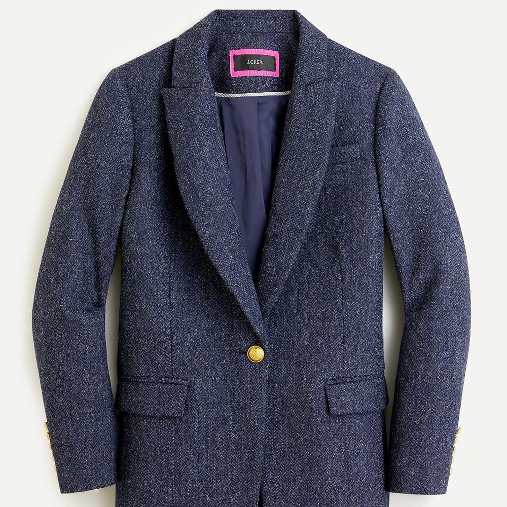 NWT JCrew Long Parke blazer in Navy Herringbone English wool, P0